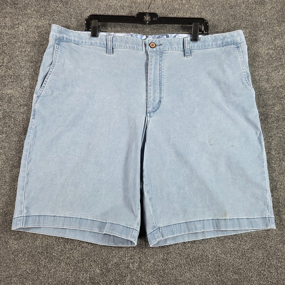 Tommy Bahama Mens 42 Faded Blue Flat Front Stretch Chino Shorts 10 Inseam